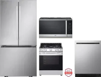 4 Piece Package Includes Refrigerator, Range, Microwave And Dishwasher