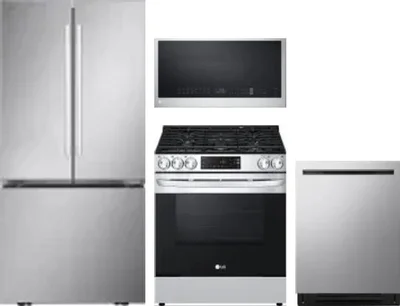 4 Piece Package Includes Refrigerator, Range, Microwave And Dishwasher