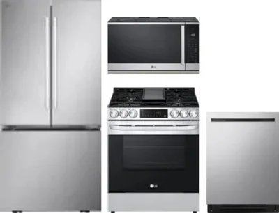 4 Piece Package Includes Refrigerator, Range, Microwave And Dishwasher