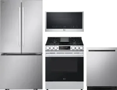 4 Piece Package Includes Refrigerator, Range, Microwave And Dishwasher