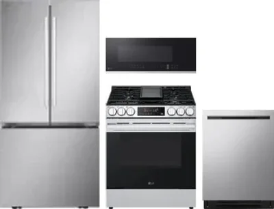 4 Piece Package Includes Refrigerator, Range, Microwave And Dishwasher