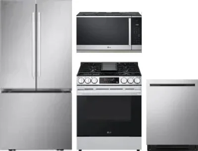 4 Piece Package Includes Refrigerator, Range, Microwave And Dishwasher