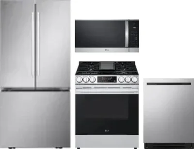 4 Piece Package Includes Refrigerator, Range, Microwave And Dishwasher