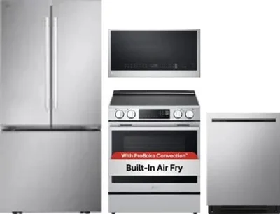 4 Piece Package Includes Refrigerator, Range, Microwave And Dishwasher