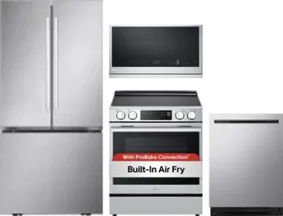 4 Piece Package Includes Refrigerator, Range, Microwave And Dishwasher