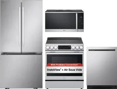 4 Piece Package Includes Refrigerator, Range, Microwave And Dishwasher