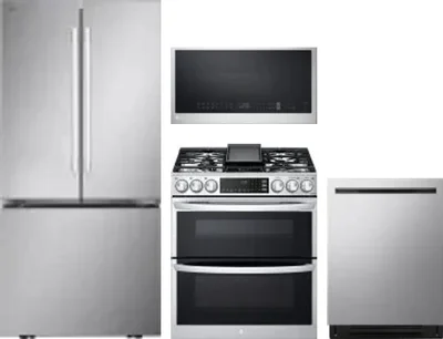 4 Piece Package Includes Refrigerator, Range, Microwave And Dishwasher