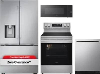 4 Piece Package Includes Refrigerator, Range, Microwave And Dishwasher