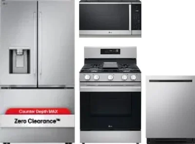4 Piece Package Includes Refrigerator, Range, Microwave And Dishwasher