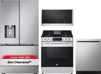 4 Piece Package Includes Refrigerator, Range, Microwave And Dishwasher