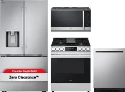 4 Piece Package Includes Refrigerator, Range, Microwave And Dishwasher