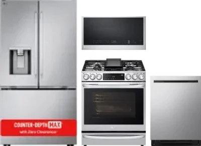 4 Piece Package Includes Refrigerator, Range, Microwave And Dishwasher