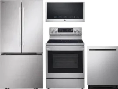 4 Piece Package Includes Refrigerator, Range, Microwave And Dishwasher