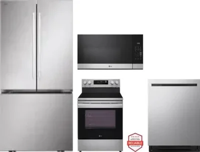 4 Piece Package Includes Refrigerator, Range, Microwave And Dishwasher