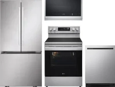 4 Piece Package Includes Refrigerator, Range, Microwave And Dishwasher