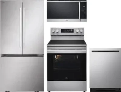 4 Piece Package Includes Refrigerator, Range, Microwave And Dishwasher
