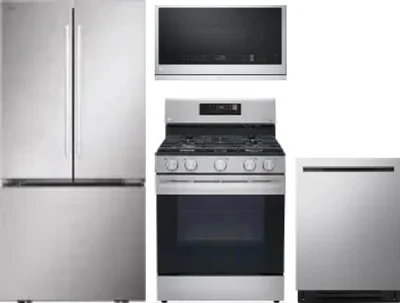 4 Piece Package Includes Refrigerator, Range, Microwave And Dishwasher