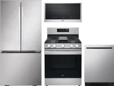 4 Piece Package Includes Refrigerator, Range, Microwave And Dishwasher