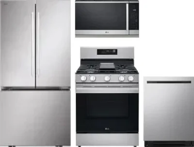 4 Piece Package Includes Refrigerator, Range, Microwave And Dishwasher