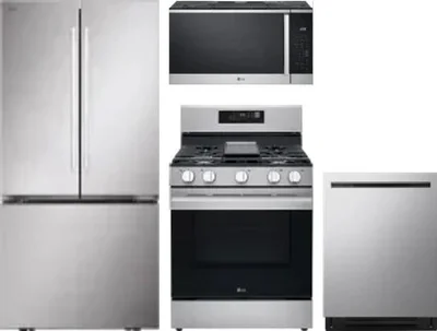 4 Piece Package Includes Refrigerator, Range, Microwave And Dishwasher