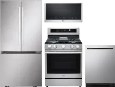 4 Piece Package Includes Refrigerator, Range, Microwave And Dishwasher