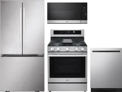 4 Piece Package Includes Refrigerator, Range, Microwave And Dishwasher