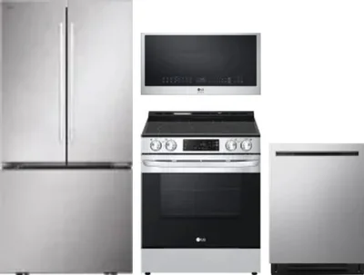 4 Piece Package Includes Refrigerator, Range, Microwave And Dishwasher