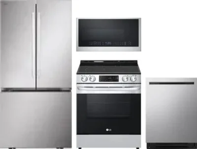 4 Piece Package Includes Refrigerator, Range, Microwave And Dishwasher