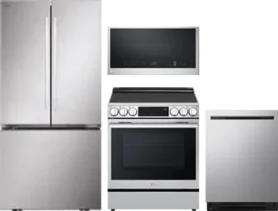 4 Piece Package Includes Refrigerator, Range, Microwave And Dishwasher