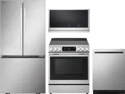 4 Piece Package Includes Refrigerator, Range, Microwave And Dishwasher