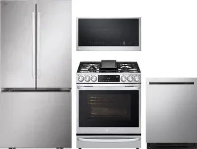 4 Piece Package Includes Refrigerator, Range, Microwave And Dishwasher