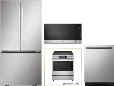 4 Piece Package Includes Refrigerator, Range, Microwave And Dishwasher