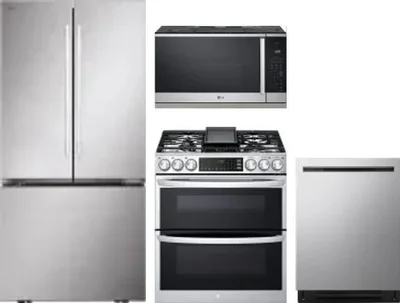 4 Piece Package Includes Refrigerator, Range, Microwave And Dishwasher