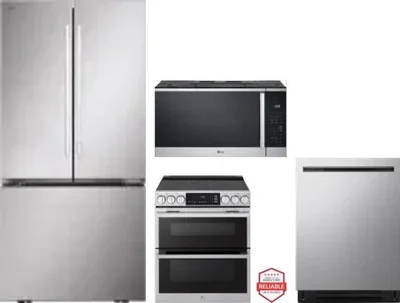4 Piece Package Includes Refrigerator, Range, Microwave And Dishwasher