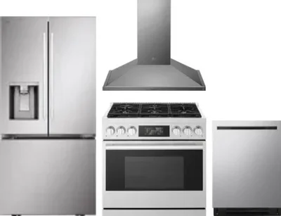4 Piece Package Includes Refrigerator, Range, Hood And Dishwasher