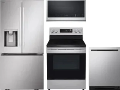 4 Piece Package Includes Refrigerator, Range, Microwave And Dishwasher