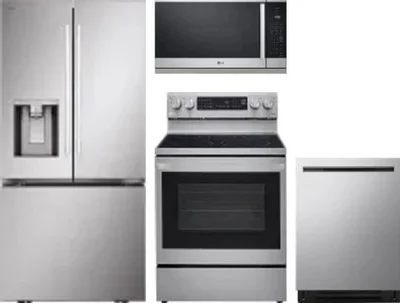 4 Piece Package Includes Refrigerator, Range, Microwave And Dishwasher