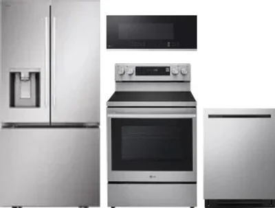 4 Piece Package Includes Refrigerator, Range, Microwave And Dishwasher