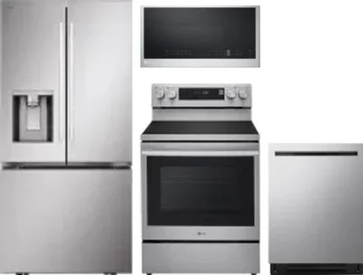 4 Piece Package Includes Refrigerator, Range, Microwave And Dishwasher