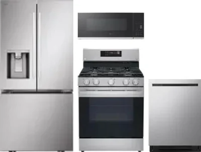 4 Piece Package Includes Refrigerator, Range, Microwave And Dishwasher