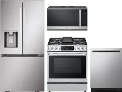 4 Piece Package Includes Refrigerator, Range, Microwave And Dishwasher