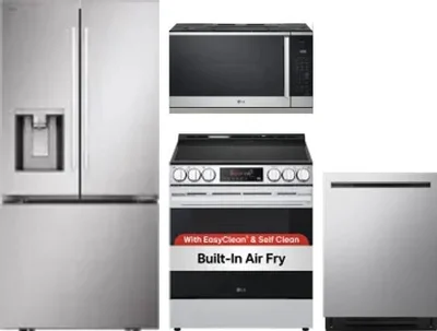 4 Piece Package Includes Refrigerator, Range, Microwave And Dishwasher