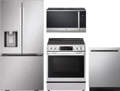 4 Piece Package Includes Refrigerator, Range, Microwave And Dishwasher