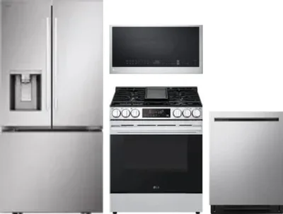 4 Piece Package Includes Refrigerator, Range, Microwave And Dishwasher