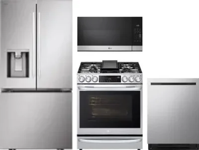 4 Piece Package Includes Refrigerator, Range, Microwave And Dishwasher