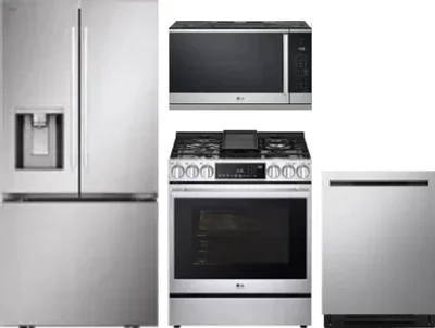 4 Piece Package Includes Refrigerator, Range, Microwave And Dishwasher