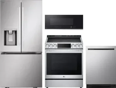 4 Piece Package Includes Refrigerator, Range, Microwave And Dishwasher