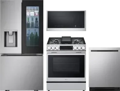 4 Piece Package Includes Refrigerator, Range, Microwave And Dishwasher