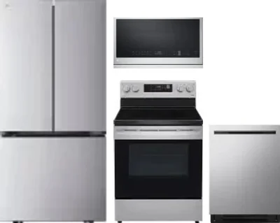 4 Piece Package Includes Refrigerator, Range, Microwave And Dishwasher