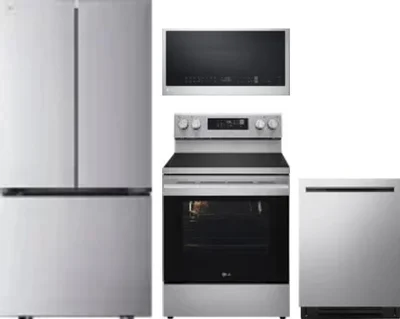4 Piece Package Includes Refrigerator, Range, Microwave And Dishwasher